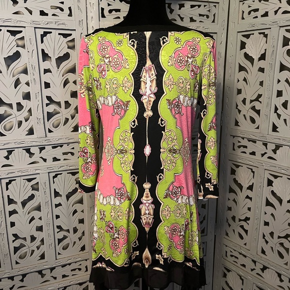 FROM THE HEART FANTASTIC BOHO FRESH BLACK & MULTICOLORS DESIGN LONG SLEEVE TOP - Picture 7 of 11